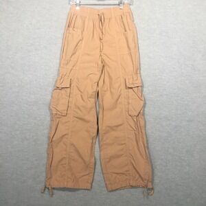 Aerie XS Tan Cargo Pants Lightweight Drawstring Tie Cuffs Elastic High Waist